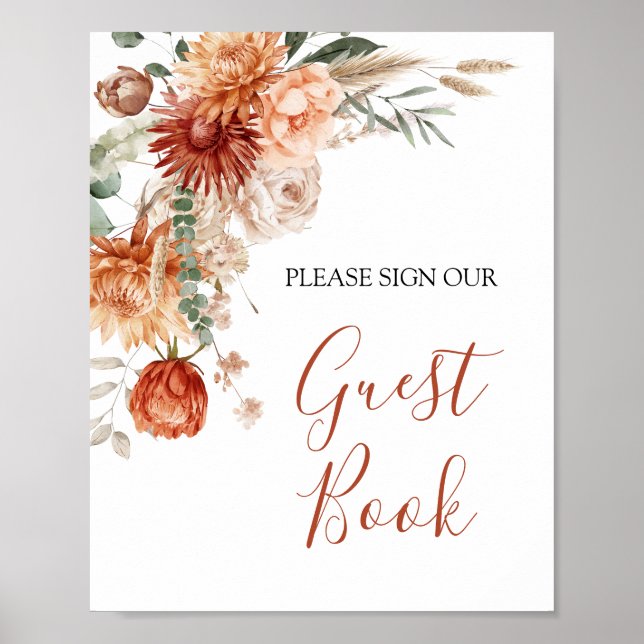 Poster Wildflower Call in Love Chá de fraldas Guest Book (Frente)