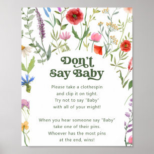 Poster Wildflower Don't say Baby Game Sign