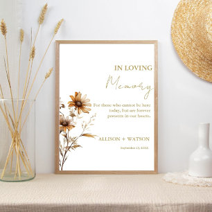 Poster Wildflower em casamento de cartazes de memória de