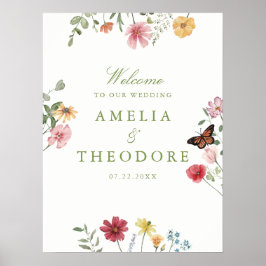 Poster Wildflower Garden Wedding Welcome