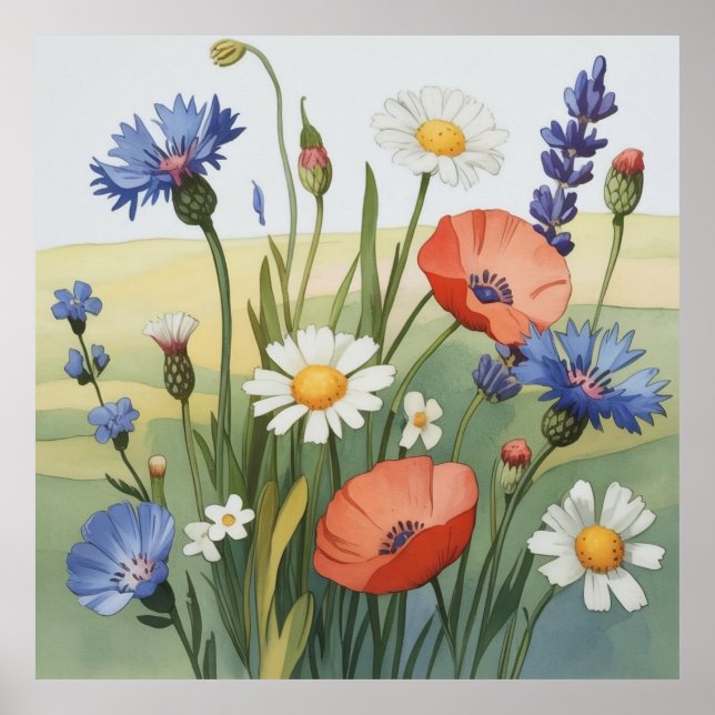 Poster Wildflower Meadow Watercolor (Frente)