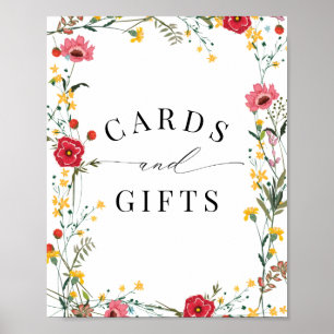 Poster Wildflower Red Yellow Cards & Gifts Sign