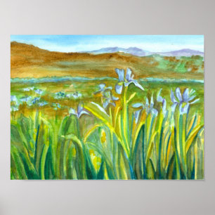 Póster Wildflower Wildflower Meadow Watercolor Painting