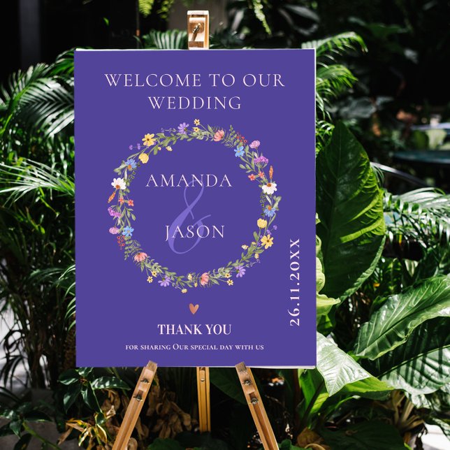 Poster Wildflower Wreath Floral Bem-vindo ao Nosso Casame (Criador carregado)