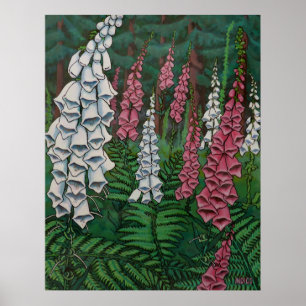 Póster Wildflowers Art Print Foxglove Flowers Painting
