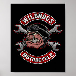 Poster Wildhogs Motorcycle Speeders Wild Boars Hunting Bo