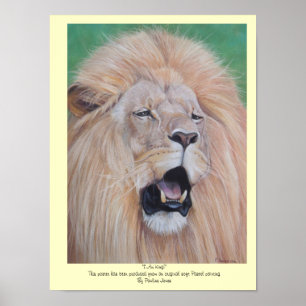 Poster wildlife painting of big cat roaring lion