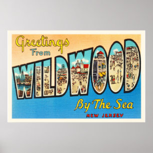 Póster Wildwood por Sea New Jersey NJ Vintage Cartão-post