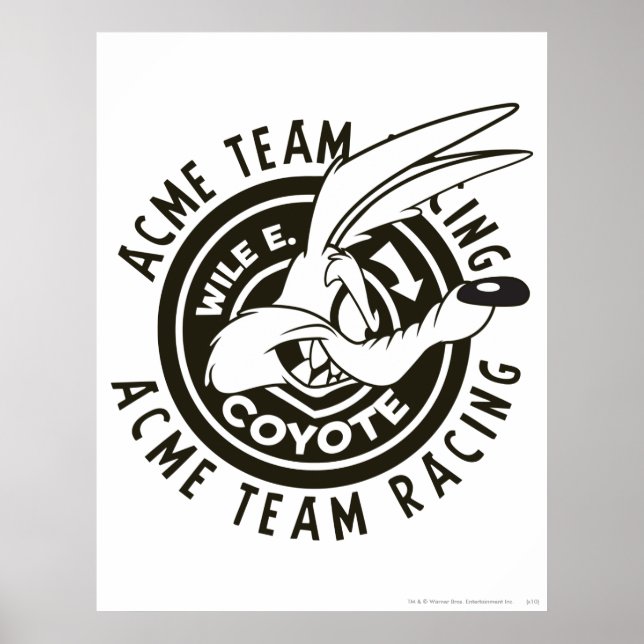 Póster WILE E. COYOTE™ Equipe de Corrida Acme P/B (Frente)