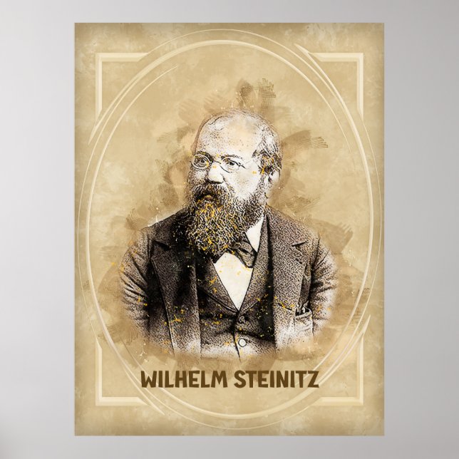 Poster Wilhelm Steinitz, xadrez (Frente)