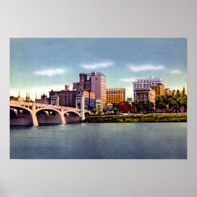 Poster Wilkes Barre Pensilvânia Skyline Susquehanna Rive (Frente)
