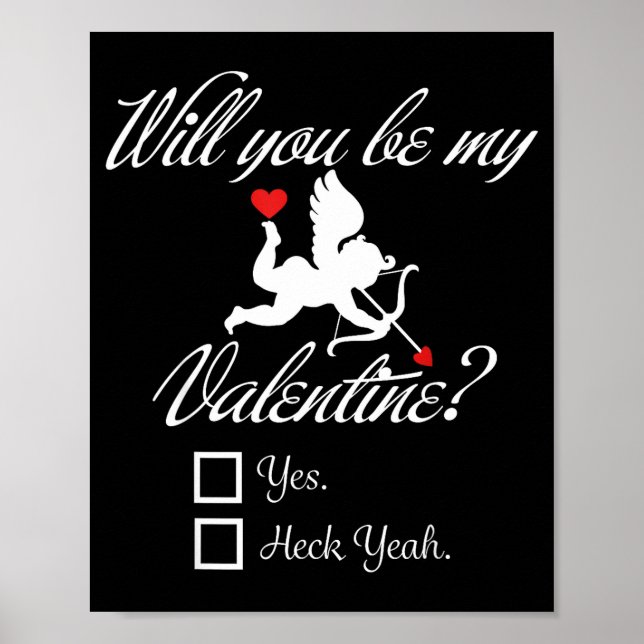 Poster Will You Be My Valentine Funny Heart Cud V-day  (Frente)