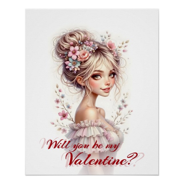 Póster Will You Be My Valentine – Romantic Art Print (Frente)