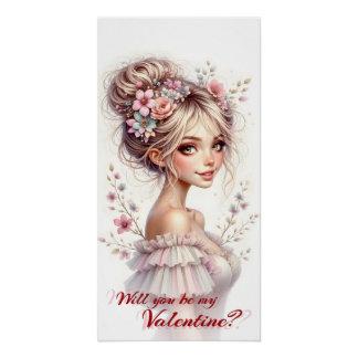Póster Will You Be My Valentine – Romantic Art Print