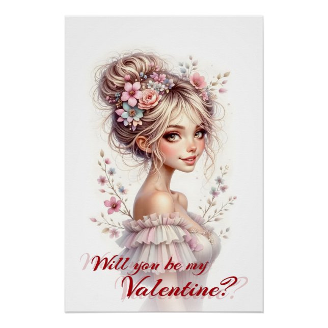 Póster Will You Be My Valentine – Romantic Art Print (Frente)