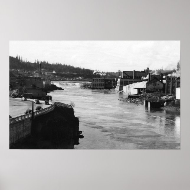 Poster Willamette Falls and Paper Mills Oregon City (Frente)
