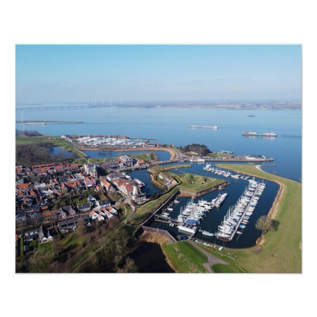 Póster Willemstad Nederland drone overzicht. (Frente)