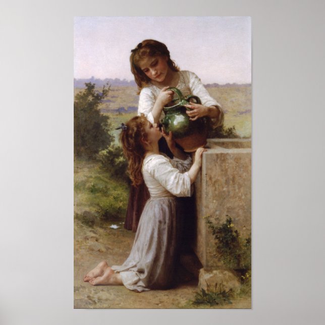 Poster William-Adolphe Bouguereau-Na Fonte (Frente)