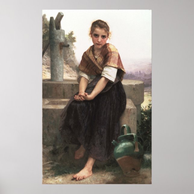 Poster William-Adolphe Bouguereau-The Broken Pitcher (Frente)