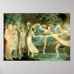 Poster William Blake Oberon, Titania e Puck com Fairie