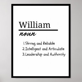 Poster William, Boy Personalised Name Definition