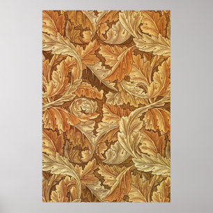Poster William Morris Acanthus Brown Autumn Leaves