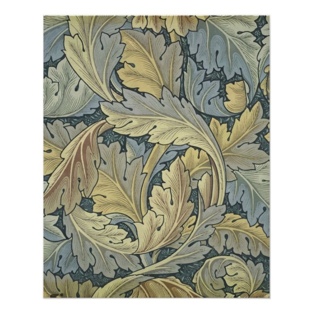 Póster William Morris Acanthus Deixa Arte Floral Nouveau (Frente)