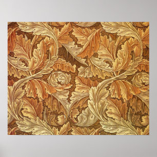Poster William Morris Acanthus Marrom Folhas de Outono