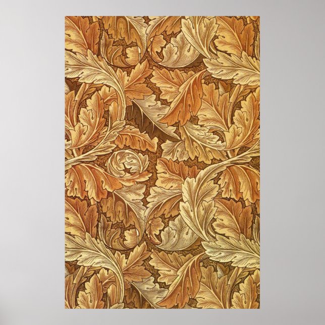 Poster William Morris Acanthus Marrom Folhas de Outono (Frente)