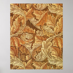 Póster William Morris Acathus Marrom Folhas de Outono