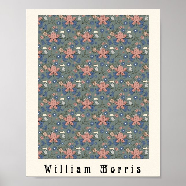 Poster William Morris art nouveau flor design verde (Frente)