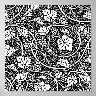 Póster William Morris Black White Grape Vine