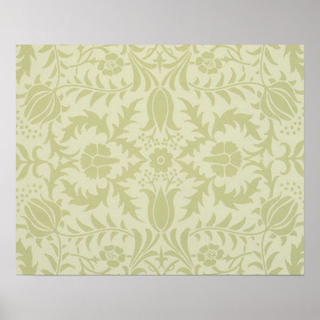 Poster William Morris Borage vintage verde suave damasco (Frente)