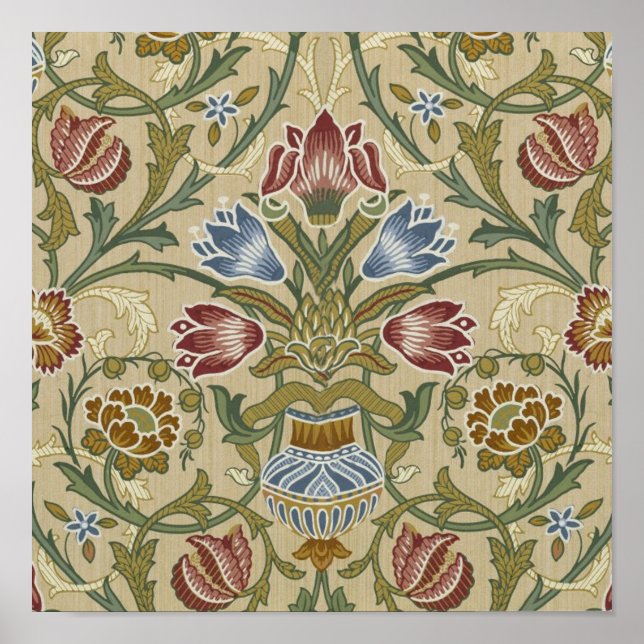 Póster William Morris Brocade Floral Wallpaper Padrão (Frente)