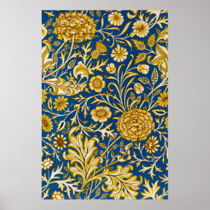 Poster William Morris Cherwell Padrão Floral Azul