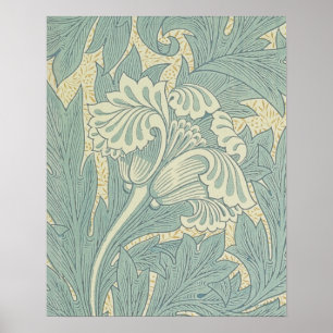 Póster William Morris Classic Tulip Blue Floral