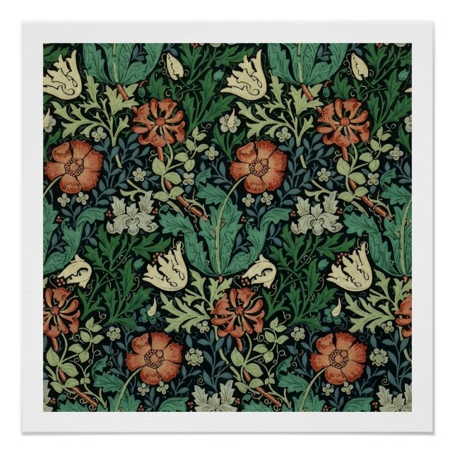 Póster William Morris Compton Floral Art Nouveau Pattern (Frente)