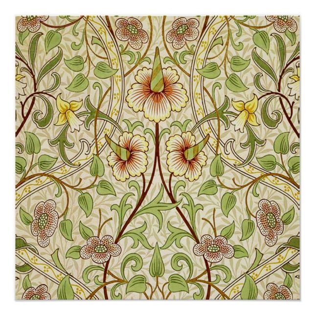 Póster William Morris Daffodil Classic Flower Wallpaper (Frente)