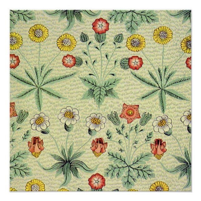 Póster William Morris Daisy Floral Wallpaper Padrão (Frente)