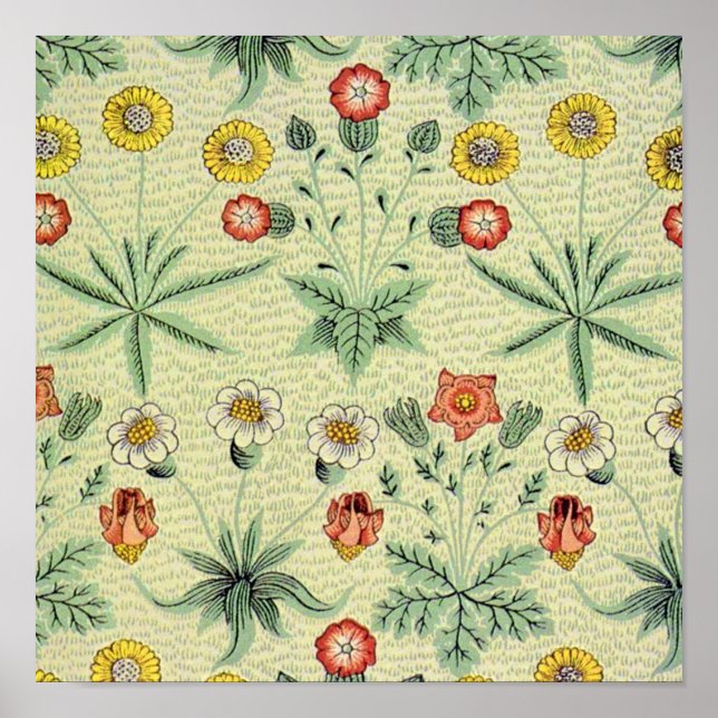 Póster William Morris Daisy Floral Wallpaper Padrão (Frente)