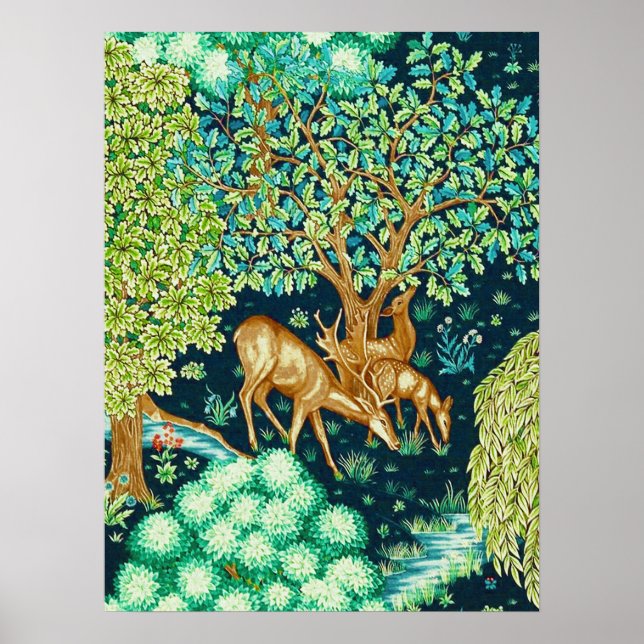 Poster William Morris Deer por um índio Brook Tapeçaria (Frente)