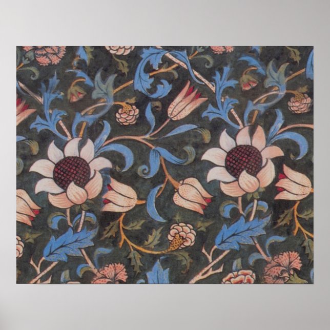 Póster William Morris Evenlode Textile Floral Art (Frente)