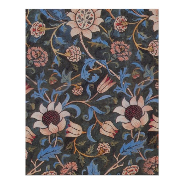 Póster William Morris Evenlode Textile Floral Art (Frente)