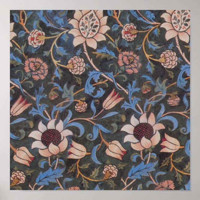Poster William Morris Evenlode Textile Floral Art (Frente)