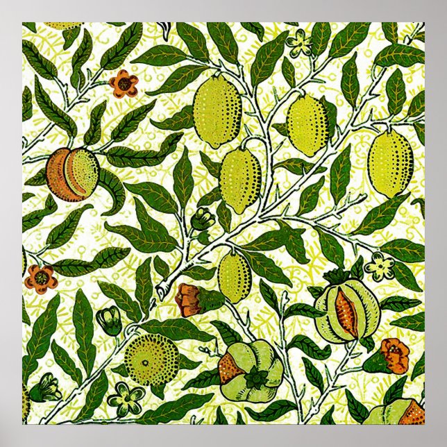 Póster William Morris Exotic Fruta, Lemon Yellow (Frente)