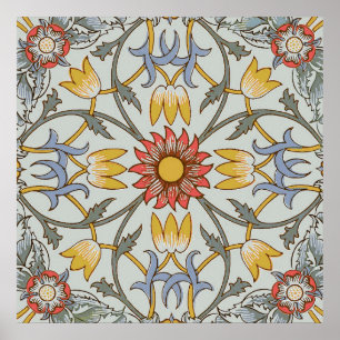 Poster William Morris Floral Circle Flower Illustration