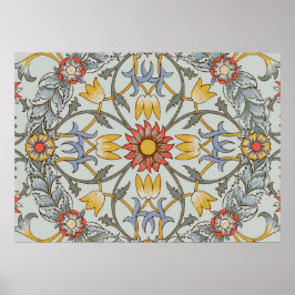 Poster William Morris Floral Circle Flower Illustration