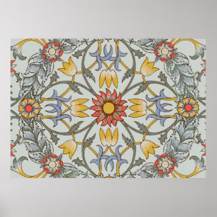 Poster William Morris Floral Circle Flower Illustration