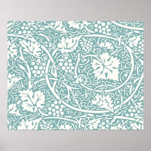 Póster William Morris Floral Wallpaper Teal (Frente)
