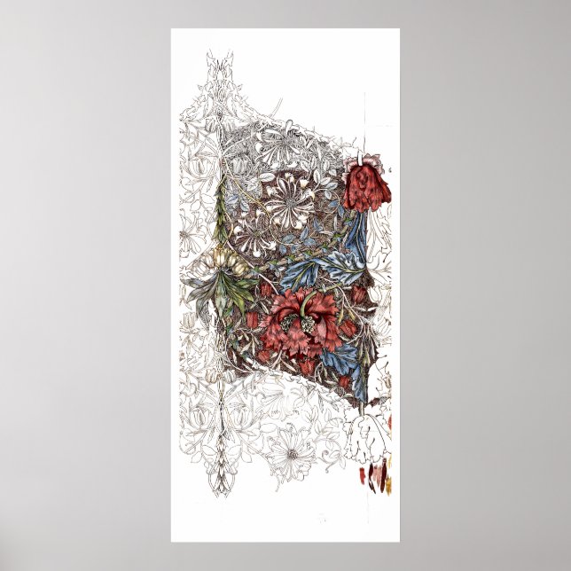 Poster William morris flores elegante ilustração floral (Frente)